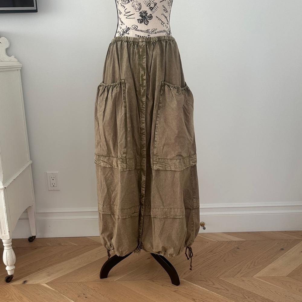 Free People Eloise Maxi Skirt in Army Green